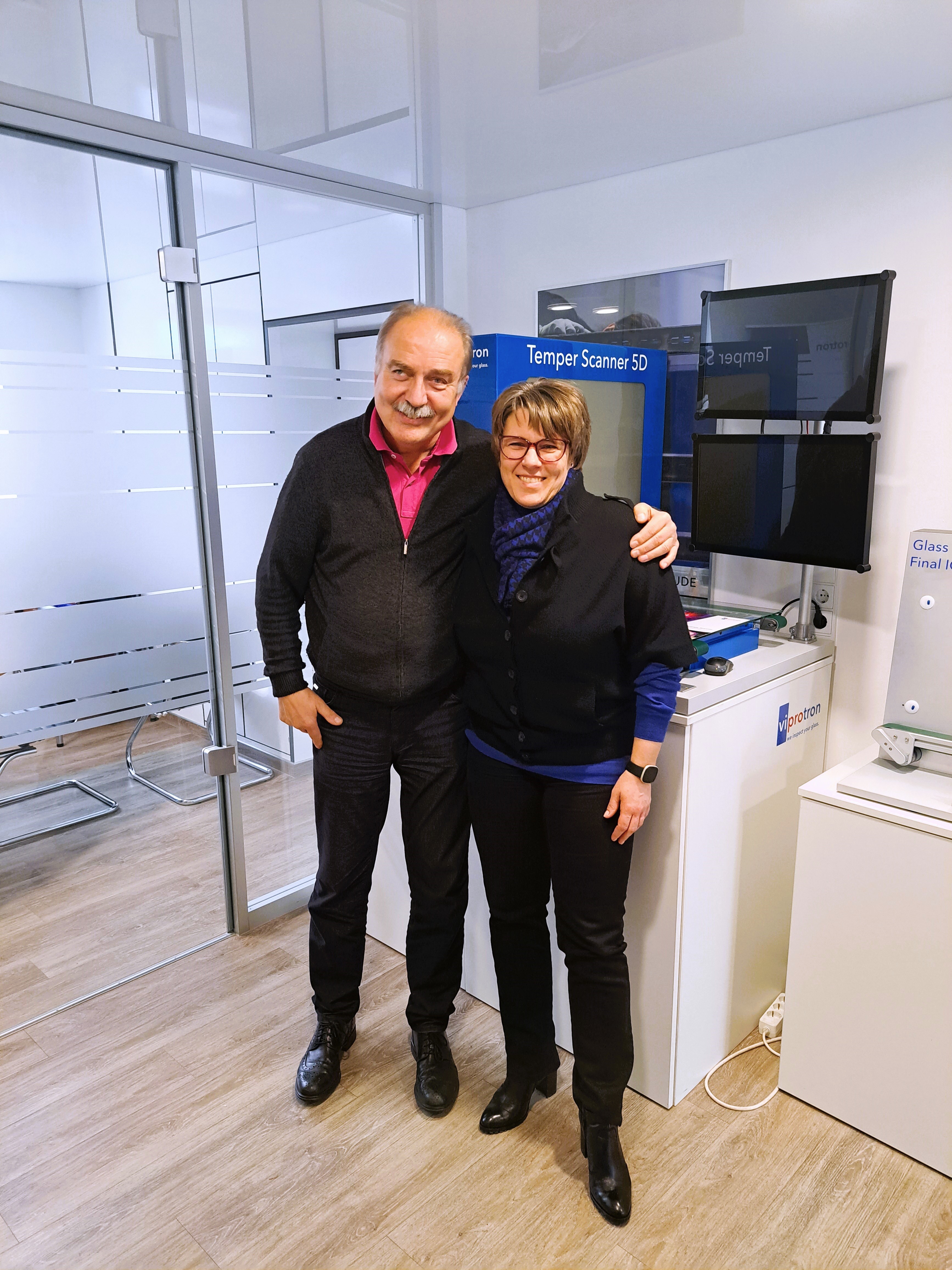 Mr. Rainer Feuster, formerly Vice President Sales, and Mrs. Sandra Kugler, Sales and Marketing Director, at Viprotron Headquarters